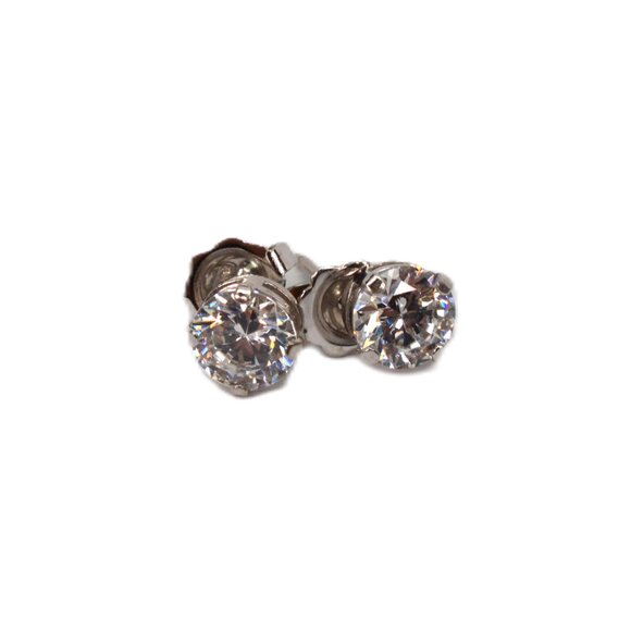 14K White Gold Cubic Zirconia Stud Earrings NWOT - Picture 3 of 5